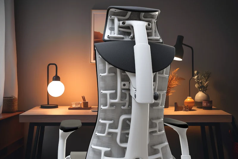 Atlas Headrest White – Back view on Embody chair