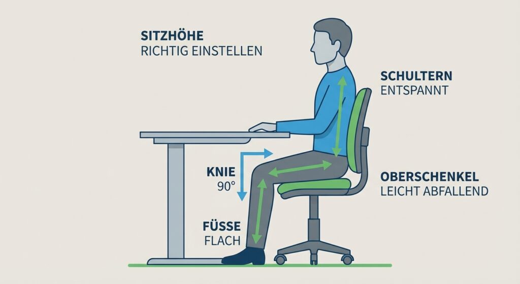 Grafik zur richtigen Einstellung der Sitzhöhe